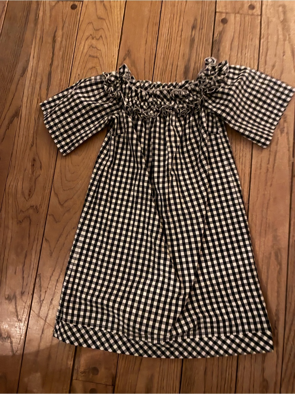 Vineyard Vines Black & White Gingham Off-Shoulder Dress